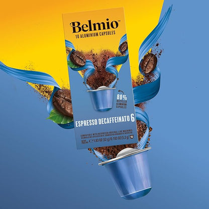 Belmio Decaffeinato Espresso Coffee Pods – Medium Roast – Smooth & Aromatic - Nespresso Original Line Compatible – 10 Count (Pack of 10)