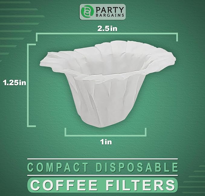 Party Bargains 600 Paper Coffee Filters - Compact Design Single-Use Coffee Filter Compact Design, for for Keurig Brewers and Compatible with K-Cup Pods 1.0 & 2.0 Models