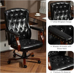 Load image into Gallery viewer, ECOTOUGE Ergonomic Executive Office Chair, Tufted Faux Leather Home Office Desk Chair, Vintage Wingback Swivel Work Chair, Black