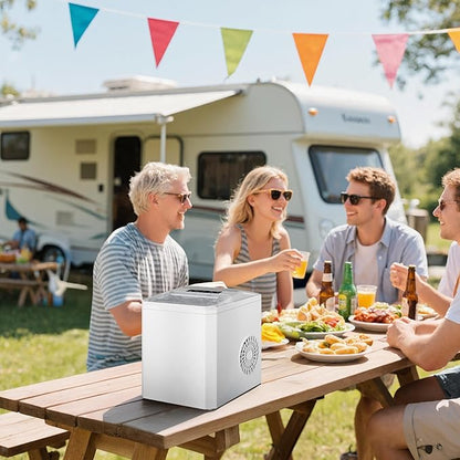 DUMOS Countertop Ice Maker, Portable 1.5L Ice Machine with Self-Cleaning, 26.5lbs/24H Fast Ice Making, 9 Bullet Ice Cubes in 6 Mins, 2 Size Options, Quiet Compact Ice Maker, Bright White