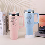 Load image into Gallery viewer, ThermoThrill Ships Next Day, Personalized 40 Oz Tumbler with Handle and Straw Custom Tumbler with Text Stainless Steel Mug Birthday Gifts for Women