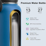 Load image into Gallery viewer, koodee Insulated Water Bottle, 22 oz Stainless Steel Double Wall Vacuum Wide Mouth Sport Bottle with Leakproof Spout Lid (Navy)