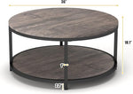 Load image into Gallery viewer, NSdirect Round Coffee Table,36" Coffee Table for Living Room,2-Tier Rustic Wood Desktop with Storage Shelf Modern Design Home Furniture(Light Walnut)