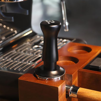 MEION Espresso Tamper 53.3mm Coffee Tamper, Calibrated Dual Spring Loaded Barista Tamper with Stainless Steel Base, Comes with aluminum storage pad (53.3MM, Black)
