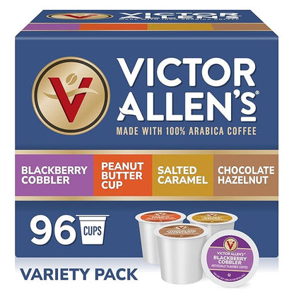 Victor Allen's Coffee Sweet and Salty Flavored Coffee Variety Pack 96 Count, Single Serve Coffee Pods for Keurig K-Cup Brewers