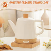Ceramic Electric Kettle, Automatic Shut Off Tea Kettle & Hot Water Boiler Pot For Coffee & Tea, Prevent Boil Dry, 1.2L 1000W, Cream White