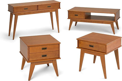 SIMPLIHOME Draper SOLID HARDWOOD 22 inch Wide Rectangle Mid Century Modern End Side Table in Teak Brown for the Living Room and Bedroom