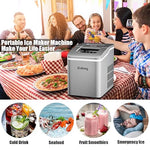 Load image into Gallery viewer, COSTWAY Countertop Ice Maker, 26Lbs/24H Portable Ice Machine with Self-Cleaning Function, Bullet Ice Cubes Ready in 8 Mins, Scoop and Removable Basket,Ice Maker for Home Party Bar, Silver