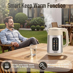 Load image into Gallery viewer, Mecity Electric Kettle 1.7L Touch Screen Temperature Control Water Boiler, No Plastic Contact with Water. 6 Presets For Tea and Coffee, 2 Hours Keep Warm, Cream &amp; Stainless Steel Color