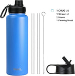 Load image into Gallery viewer, DRINCO Stainless Steel Water Bottle Spout Lid Vacuum Insulated Double Wall Water Bottle Wide Mouth (40oz 32oz 22oz 18oz 14oz) Leak Proof Keeps Cold or Hot (40 oz, 40oz Royal Blue)