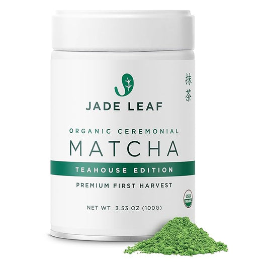 Jade Leaf Matcha Organic Ceremonial Grade Matcha Green Tea Powder - Authentic Japanese Origin - Teahouse Edition Premium First Harvest (3.53 Ounce)