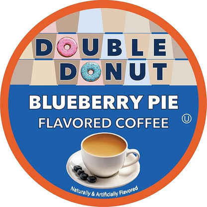 Double Donut Coffee Blueberry Coffee Pods, Single Serve Blueberry Flavored Coffee Pods, Medium Roast Coffee for Keurig K Cups Brewers, 24 Count