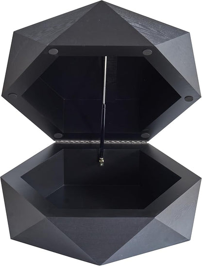 36.61" Modern Drum Coffee Table with Hidden Storage, Farmhouse Coffee Table, Retro Round Coffee Table for Living Room, Office, Black