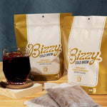 Load image into Gallery viewer, Bizzy Organic Cold Brew Coffee | Light &amp; Bright Blend | Coarse Ground Coffee | Light Roast | Micro Sifted | Specialty Grade | 100% Arabica | Brew Bags | 4 Count | Makes 14 Cups (Pack of 2)