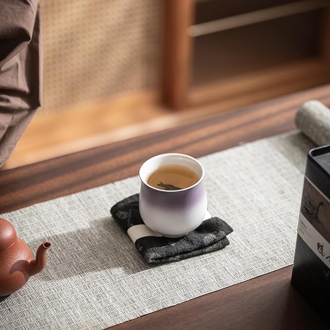 4-Oz Ceramic Espresso Cups Set - Multi-Color, Handle-Free Design for Home & Cafe | Dishwasher-Safe Stoneware Cups (Gradient Purple, 4)