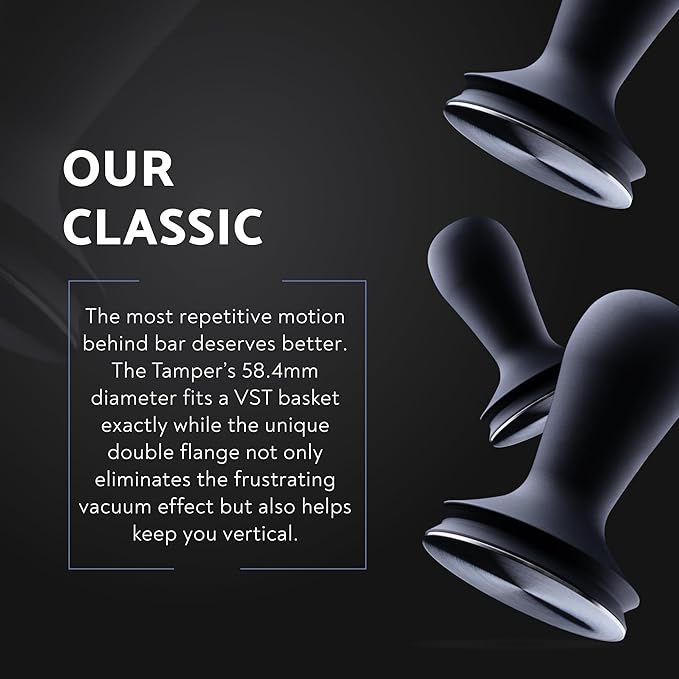 Espresso Press Tamper 58.4 mm, Premium Barista Coffee Tamper, Black Anodised Aluminium Handle, 304 Stainless Steel Base, Elegant and Lightweight Design