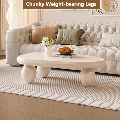 Cloud Coffee Table Modern Cute Coffee Tables Irregular Simple Tea/Center Table for Small Space End Table for Living Room, Home Office, Indoor (White A Oval 39.4" Wx25.6 Dx11.8 H)