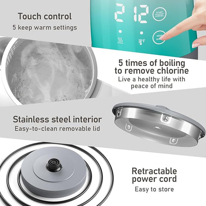 Electric Kettle Temperature Control, 304 Stainless Steel Interior, BPA-Free, 1.25L Hot Water Boiler, 1200W Kettle with Auto Shut-Off, Cordless Base (Blue Gradient)