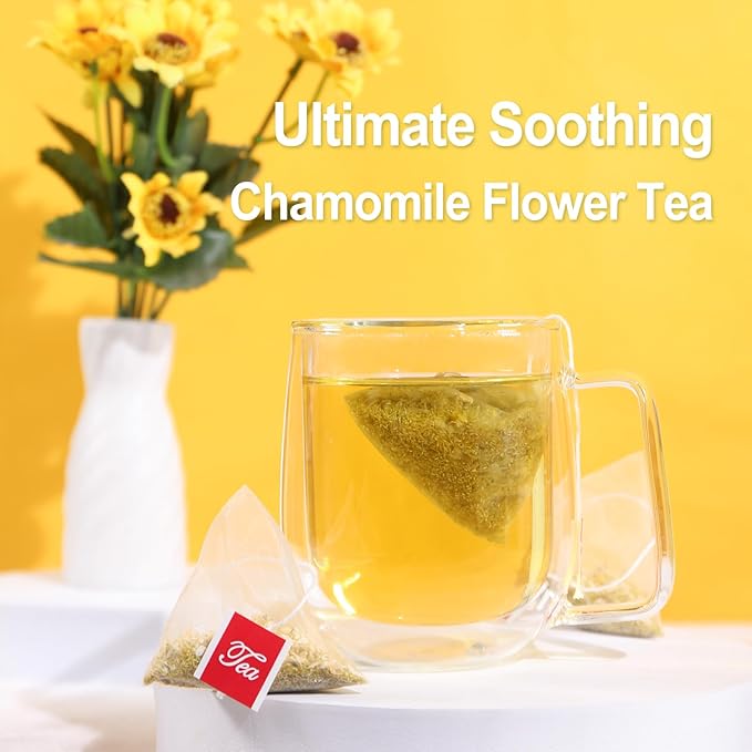 FullChea - Chamomile Tea bags, 50 Teabags - Pure & Natural Chamomile Flower Herbal Tea for Relaxation - Non-GMO - Caffeine-free - Support Digestion & Boost Immune System