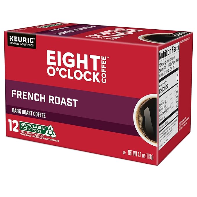 Eight O'Clock Coffee French Roast, Single-Serve Coffee K-Cup Pods, Dark Roast, 72 Count