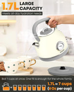 Load image into Gallery viewer, Amaste Electric Kettle, Retro Electric Tea Kettle With Thermometer, 57 Oz Hot Water Kettle For Coffee &amp; Tea, 304 Stainless Steel, 1500w Fast Boiling, Auto Shut-Off &amp; Boil Dry Protection, Cream White