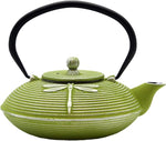 Load image into Gallery viewer, Cast Iron Teapot,SECHUDO Tea Kettle Coated with Enameled Interior for Loose Tea,Cast Iron Teapot with Stainless Steel Infuser for Stovetop Safe (27.1oz Flat Dragonfly Pattern)