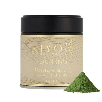 Kiyo Matcha Heritage Grade Densho Ceremonial Uji Matcha - Pure Japanese First Harvest Ceremonial Grade Matcha Green Tea Powder from Uji, Japan (40g/1.41oz)