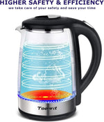 Load image into Gallery viewer, TOPWIT Electric Kettle Glass Hot Water Kettle, 2.0L Water Warmer, BPA-Free Stainless Steel Lid &amp; Bottom, Tea Kettle with Fast Heating, Auto Shut-Off &amp; Boil Dry Protection