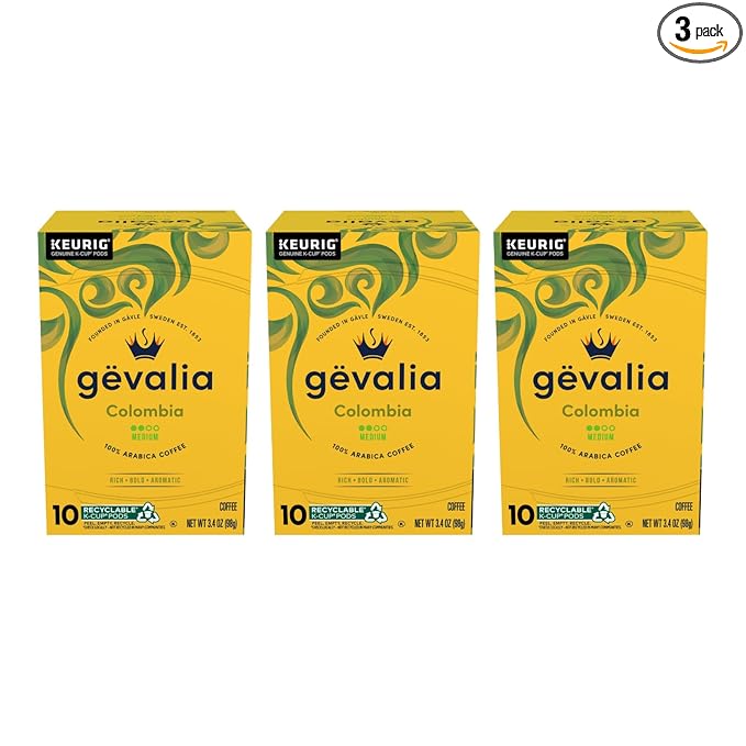 Gevalia Colombia Medium Roast K-Cup Coffee Pods, 10 Count (Pack of 3)