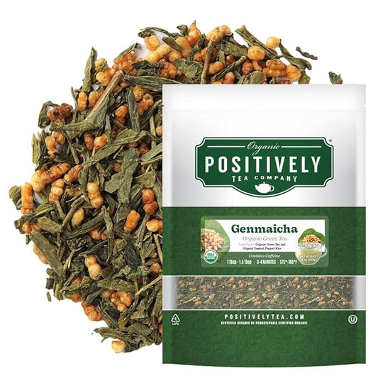 Organic Positively Tea Company, Genmaicha, Green Tea, Loose Leaf, 16 Ounce