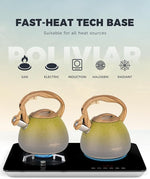 Load image into Gallery viewer, POLIVIAR Tea Kettle, 2.7 Quart Stovetop Tea Kettle, Audible Whistling Teapot with Crackle Finish, Food Grade Stainless Steel for Anti-Rust, Anti Hot Handle, Suitable for All Heat Sources (JX2023-LYG)