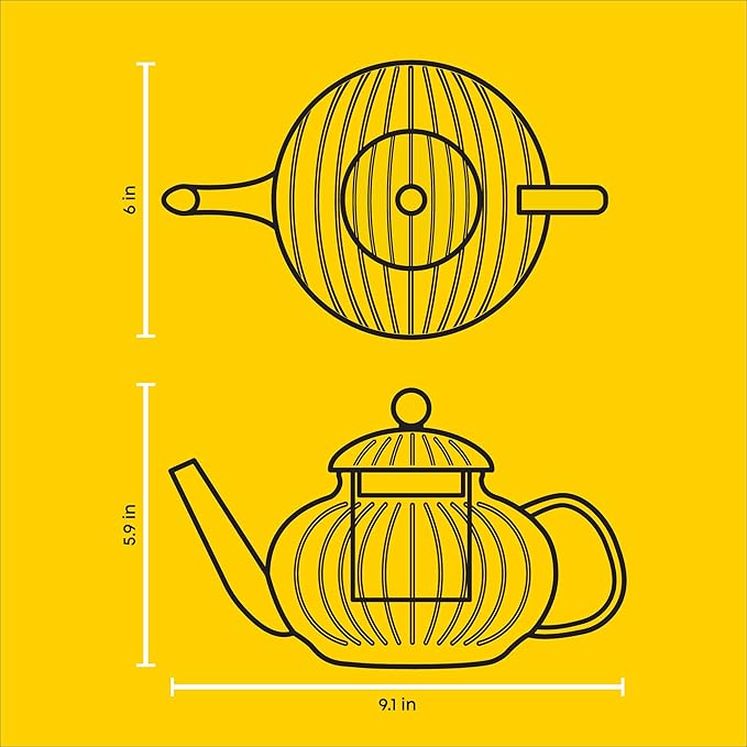 JoyJolt Fluted Glass Teapot Set 34oz, Stovetop Safe Tea Kettle, Borosilicate Clear Kettle with Removable Glass Infuser, Blooming and Loose Leaf Tea Maker and Brewer