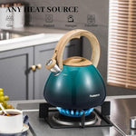 Load image into Gallery viewer, MARSKITOP Whistling Tea Kettle for Stove Top 2.6 Quart, Food Grade Stainless Steel Teapot for Stovetop with Cool Touch Ergonomic Handle, Tea Pot for Stove Induction Cooktop, Green