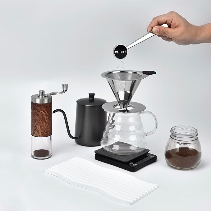 Pour Over Coffee Dripper Stainless Steel Reusable Filter Paperless Cone Coffee Maker Dripper for 1-2 Cup