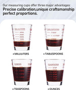 Load image into Gallery viewer, Shot Glasses Measuring Cup Set 4PACK Espresso Shot Glasses Liquid Heavy Glass 26-Incremental Measurement 1 OZ, 2 TBS, 6 TSP, 30 ML Kitchen Tools (Red)