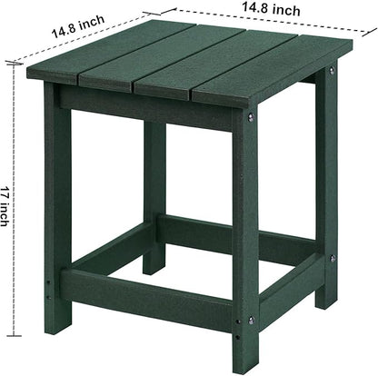 LZRS Adirondack Square Outdoor Side Table for Patio, Pool Composite Patio Table,HDPE End Tables for Backyard,Pool, Indoor Companion, Easy Maintenance & Weather Resistant(Dark Green)