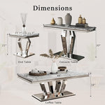 Load image into Gallery viewer, 4-Piece Coffee Table Set, Gray and Silver Living Room Tables with 4 Geometric Bases, 1 Coffee Table + 2 End Table + 1 Console Table for Home Office