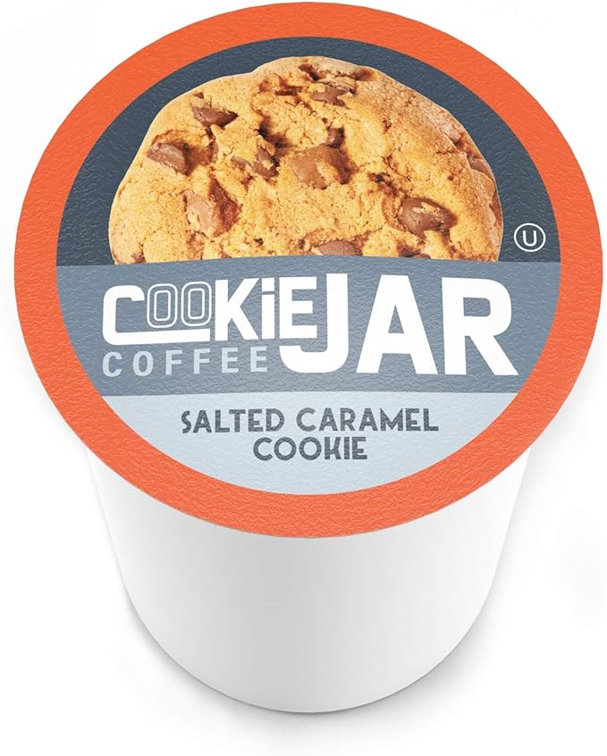 Cookie Jar Salted Caramel Flavored Coffee Pods for Keurig K Cup Brewers, 40 Count – Smooth Caramel Flavor with a Hint of Salt, Perfect for a Sweet Coffee Indulgence