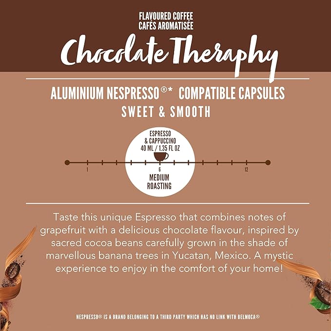 Belmio Chocolate Therapy Espresso Coffee Pods – Medium Roast – Unique & Flavorful - Nespresso Original Line Compatible – 10 Count (Pack of 10)