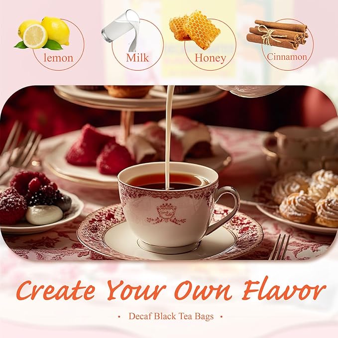 WT WEETEE Decaf Black Tea Bags, 100 Count CO2-Decaffeinated Black Tea, Smooth & Mild Taste | Drink All Day | Resealable Kraft Bag