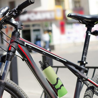 DOMICARE Insulated Water Bottle, 22 oz Vacuum Insulated Stainless Steel Reusable Sports Bottle with Straw Lid & Spout Lid for Travel, Camping, Bike, Leakproof, Green Gradient, 1 Pack