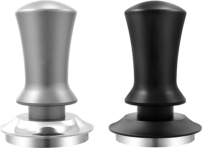 K COOL Espresso Hand Tamper, Premium Barista Coffee Tamper with Calibrated Spring, Stainless Steel Base Tamper Compatible with Espresso Machine Rancilio, Gaggia Bottomless Portafilter (58mm, Silver)