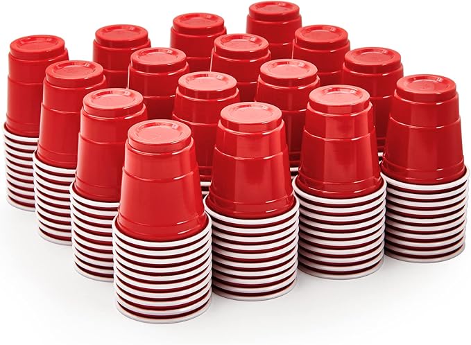 Lilymicky 300 PACK 2 oz Plastic Shot Glasses, Red Disposable Shot Cups, Mini Red Shot Cups, 2 oz Party Cups for Halloween Christmas Party