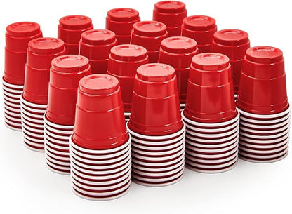 Lilymicky 300 PACK 2 oz Plastic Shot Glasses, Red Disposable Shot Cups, Mini Red Shot Cups, 2 oz Party Cups for Halloween Christmas Party