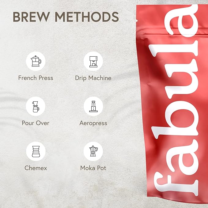 Fabula Coffee Half-Caff Medium Roast Freshly Ground - Organic - Low Acid - Single Origin - Non-GMO - Mold Free - 12 Ounces …