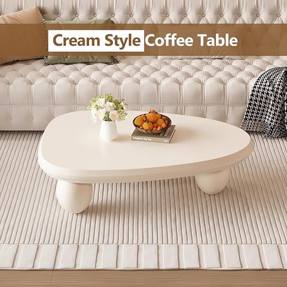 Cloud Coffee Table Modern Cute Coffee Tables Irregular Simple Tea/Center Table for Small Space End Table for Living Room, Home Office, Indoor (White A Oval 39.4" Wx25.6 Dx11.8 H)