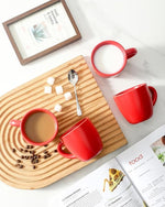 Load image into Gallery viewer, Hasense 7 Ounce Cappuccino Cups Set of 4 Perfect for Latte, Americano, Cafe Mocha and Tea, Ceramic Coffee Cups Ideal for Party Cafe Home and Kitchen, Microwave and Dishwasher safe, Red