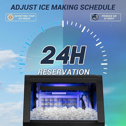 【120LBS/24H + 40 Cubes/12-18 Mins】 15" Commercial Ice Maker - 30LBS Storage, Self-Cleaning Under Counter & Freestanding Ice Machine for Home/Bar/Outdoor