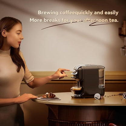 HiBREW H2B 5-in-1 Pods Coffee Maker, 19 Bar Espresso Machine for Pods, for Kcup*/Nes*/DG*/Espresso Powder, Makes iced coffee (Black), small size