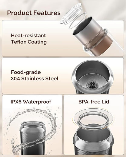 Maestri House Milk Frother, 3-in-1 Hot & Cold Mik Frothing Steamer, 8.12OZ/240ML Touch Control Foam Maker, Compact Space-saving Design for Latte, Cappuccino and Warm Milk